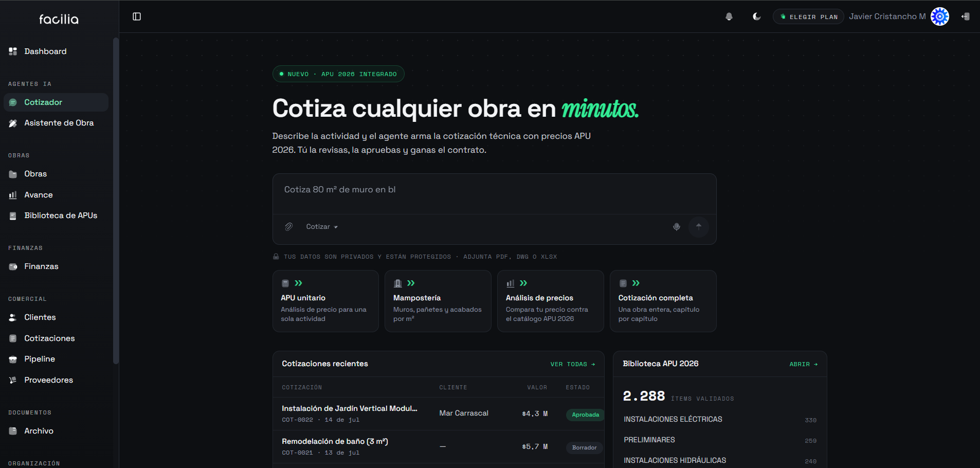 Facilia · Cotizador